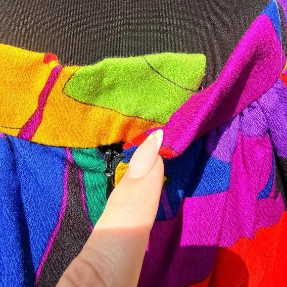 1960s 70s Handmade Day Flo Floral Barkcloth Palazzo Pants - Picture 10 of 13